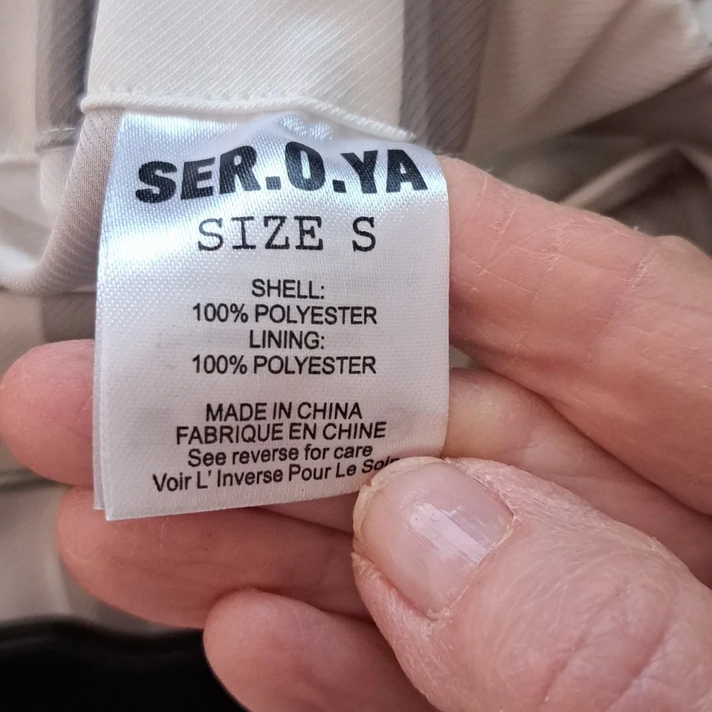 Seroya Marlowe Satin Cream & Tan Neutral Striped Trousers Sz S LIKE New - Picture 8 of 8